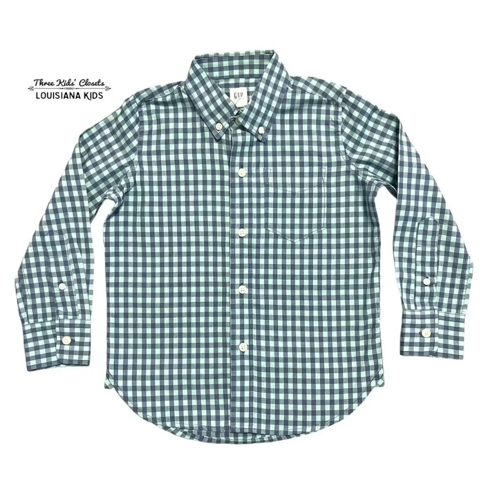 Gap Kids XS Gingham Plaid Button Down Dress Shirt